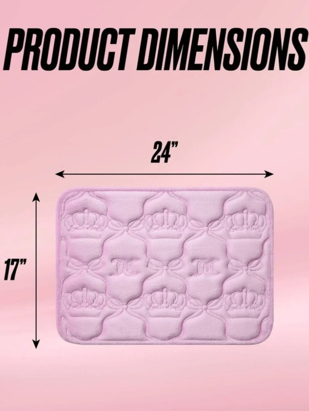 Juicy Couture Home Bow Lattice Quilted Memory Foam Bath Rug- Pink